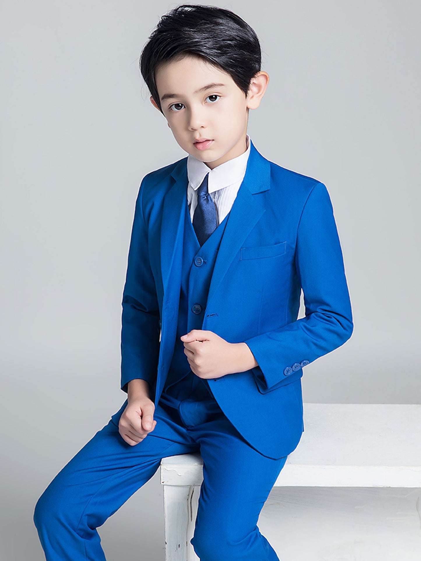 Royal Blue Formal Classic 5 Piece Kids Boys Suits Yuanlu