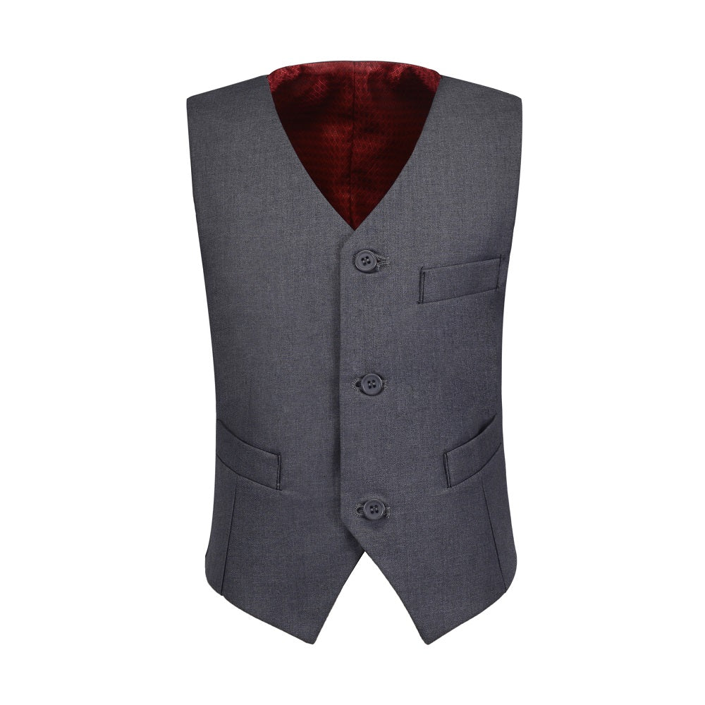 Grey Formal Classic 4 Piece Boy's Formal Suits With Vest+Pants+Shirt+Tie Yuanlu