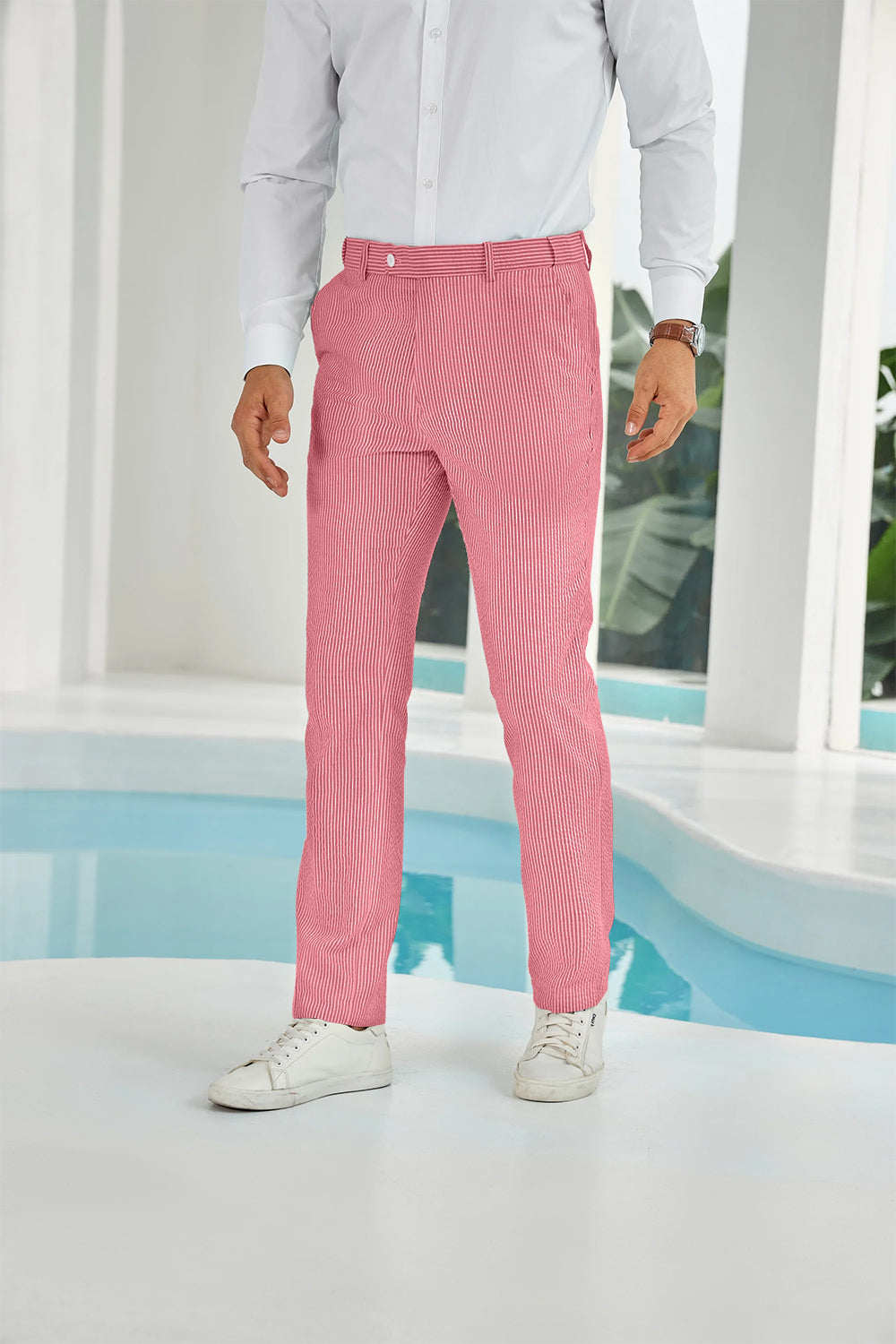 Seersucker Striped Men's Summer Pants Yuanlu