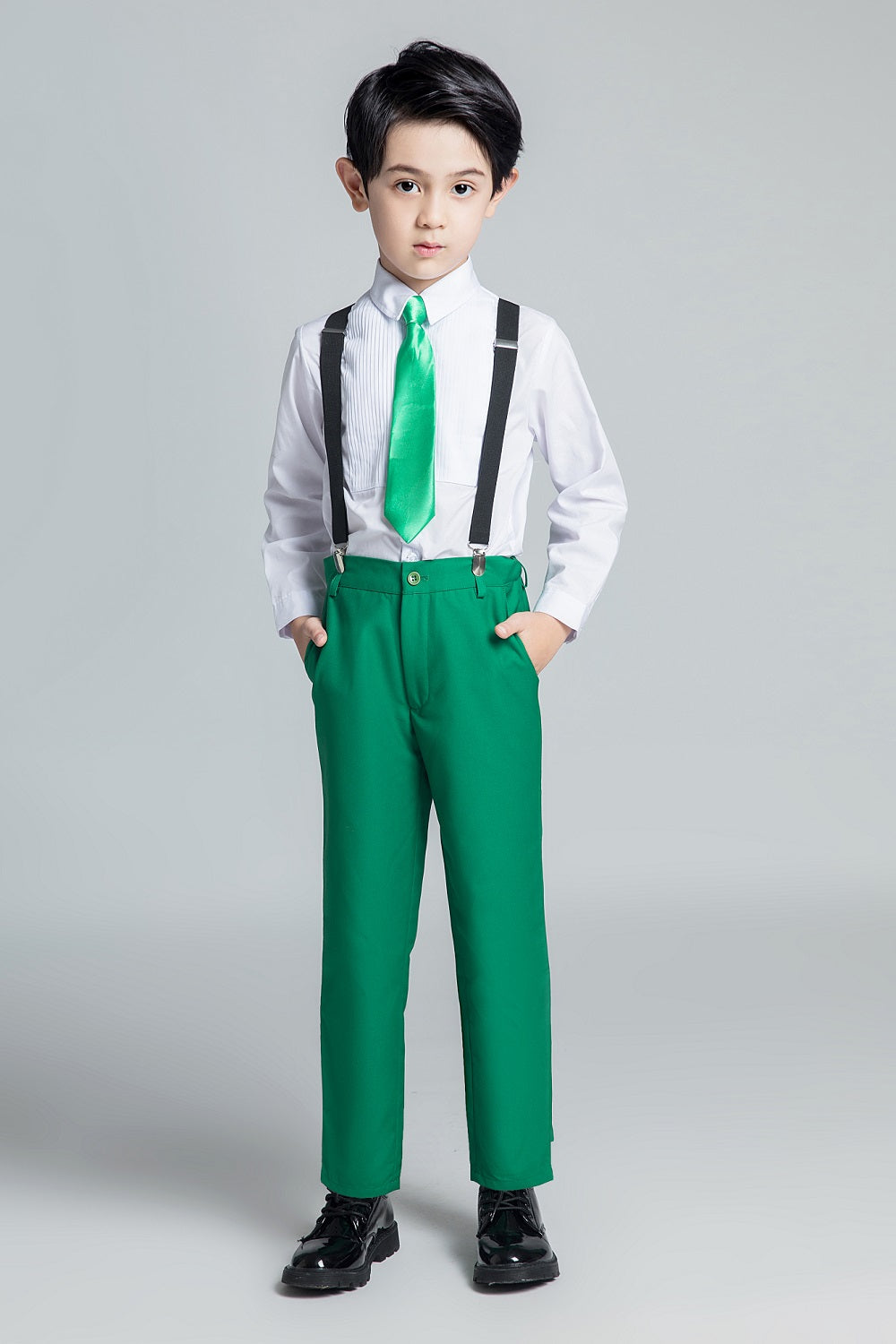 Green Kid Boys Classic 5 Piece Boys Suits Yuanlu