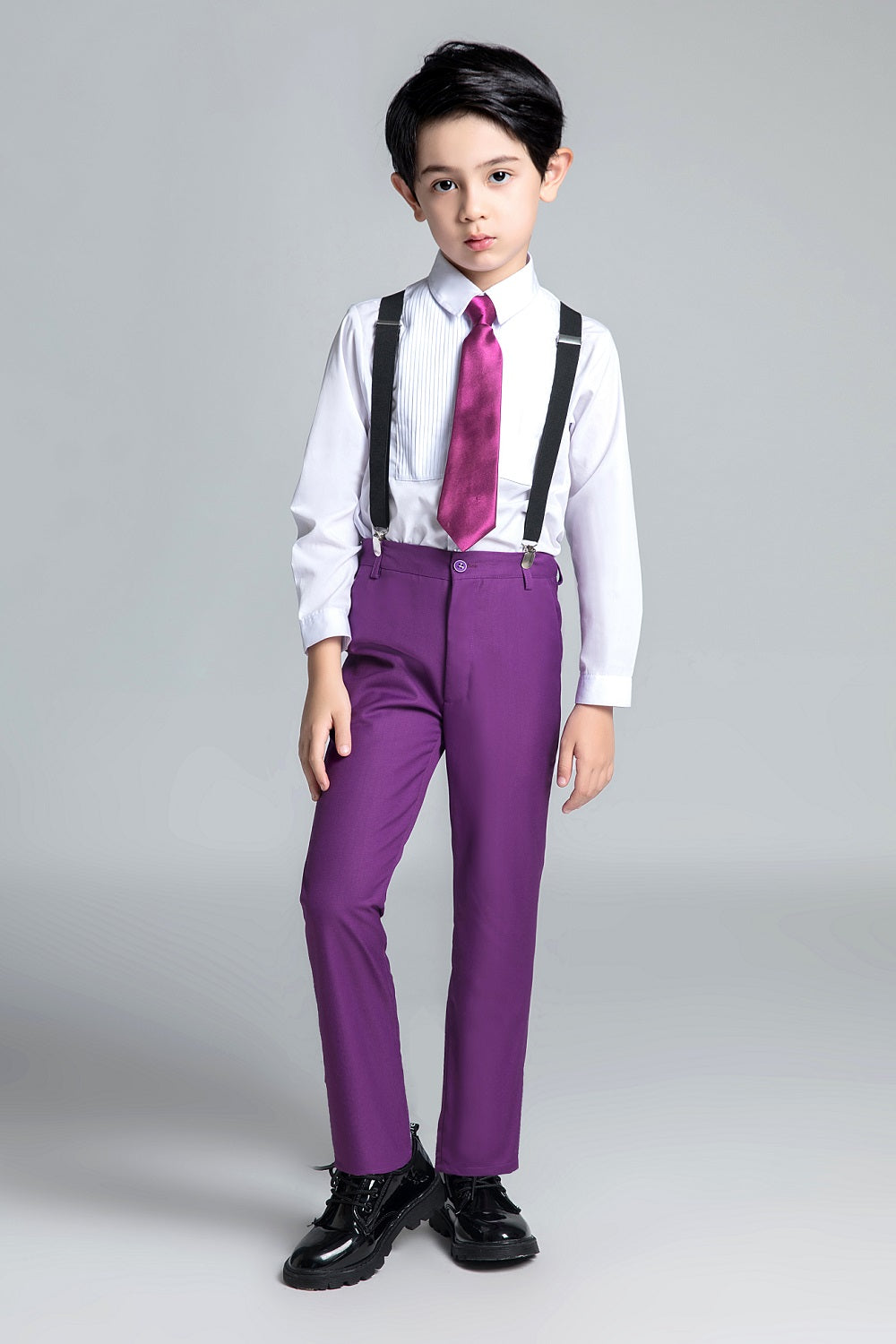 Purple Kid Boys Classic 5 Piece Boys Suits Yuanlu