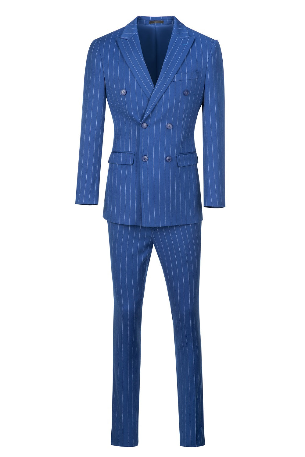 Royal Blue Stripe Men's 3 Piece Set for Party, Wedding and Business Yuanlu