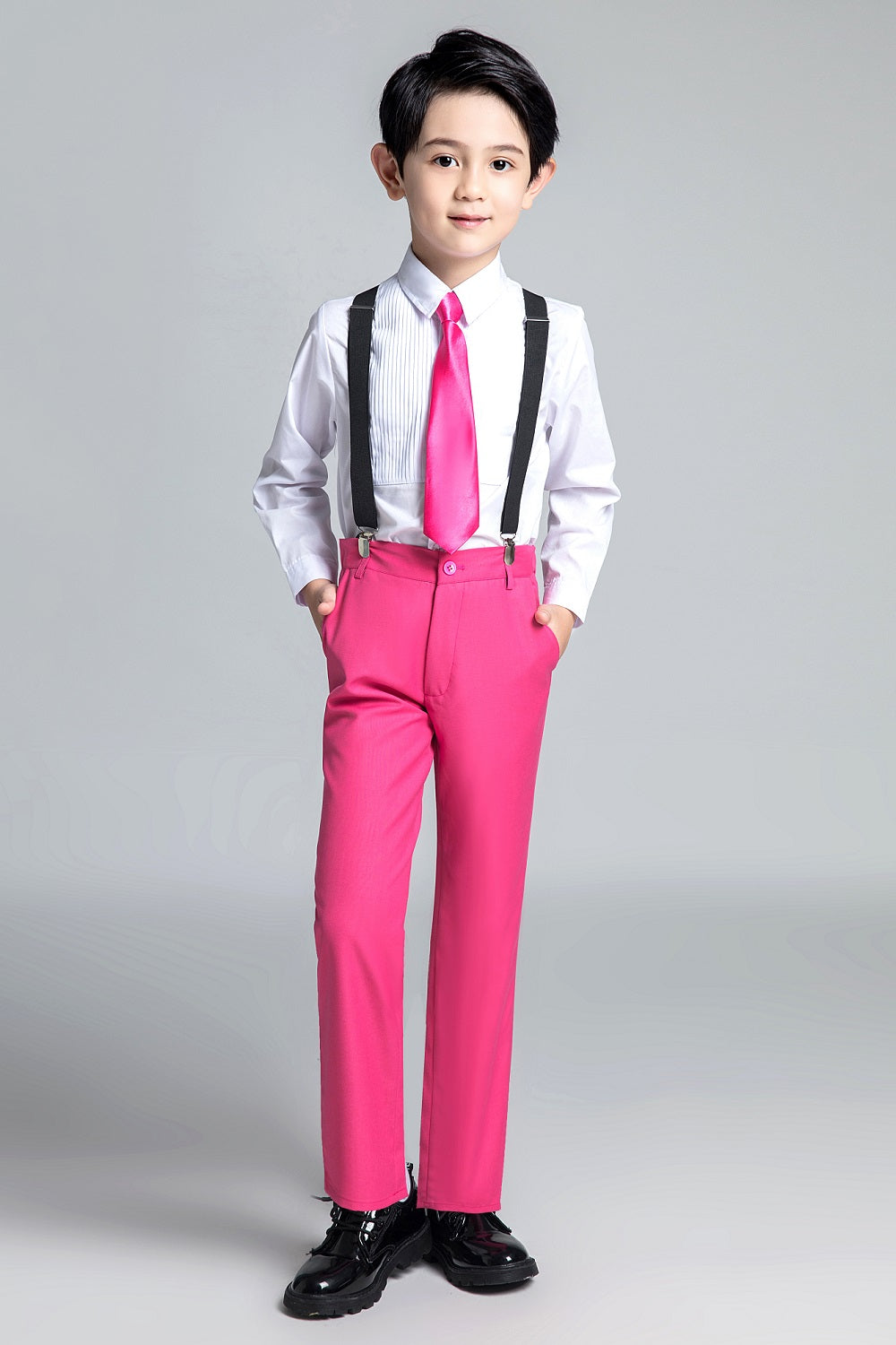 Pink Kid Boys Formal Classic Suits Set 5 Piece Boys Suits Yuanlu