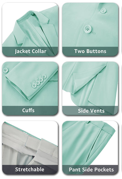 Mint Green Two Button 2 Pieces Men's Suits Jacket+Pants Wehilion