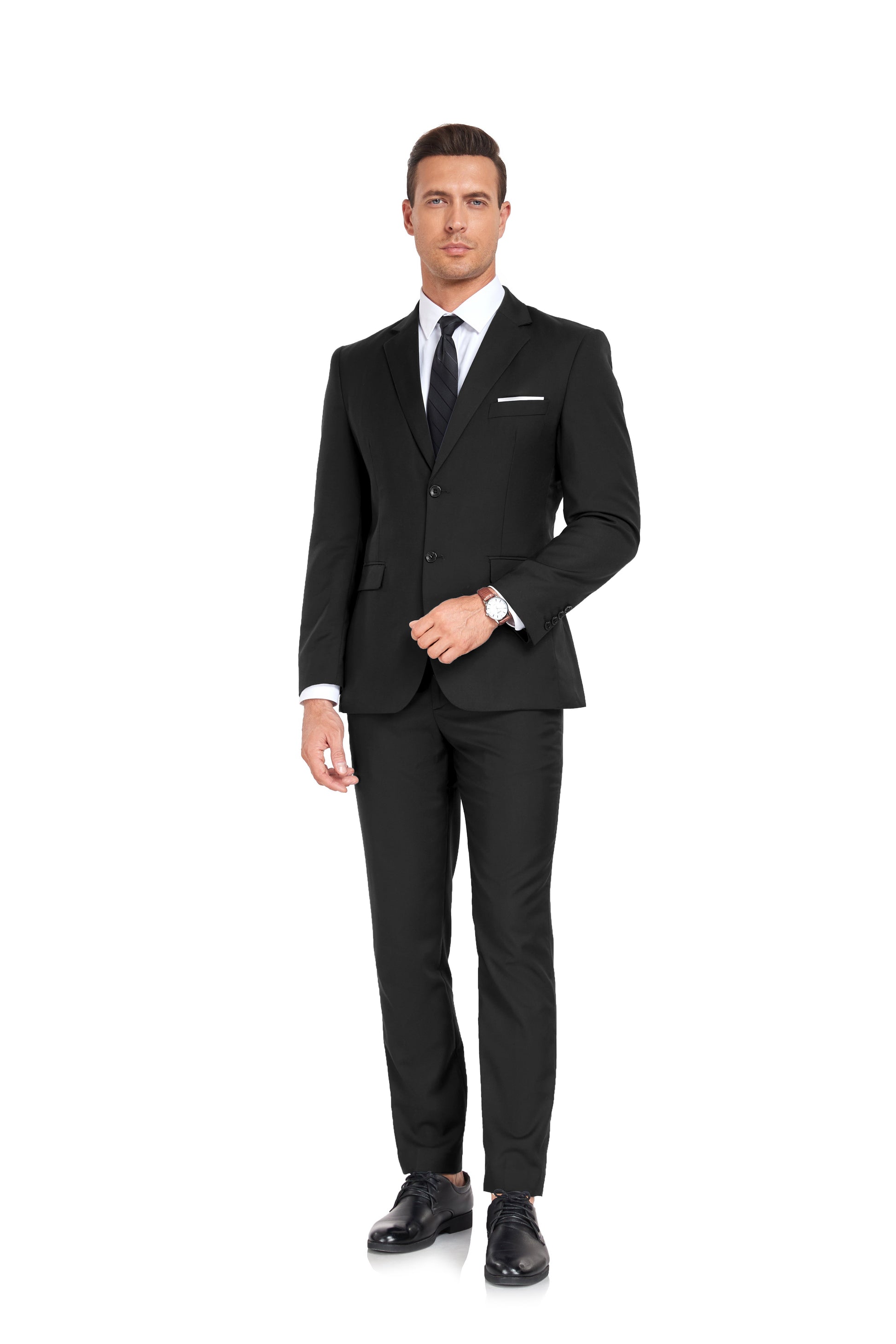 Black Two Button 2 Pieces Men's Suits Jacket+Pants Wehilion