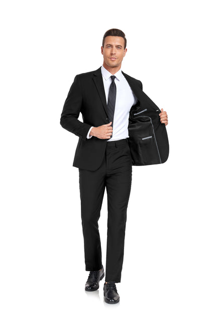 Black Two Button 2 Pieces Men's Suits Jacket+Pants Wehilion