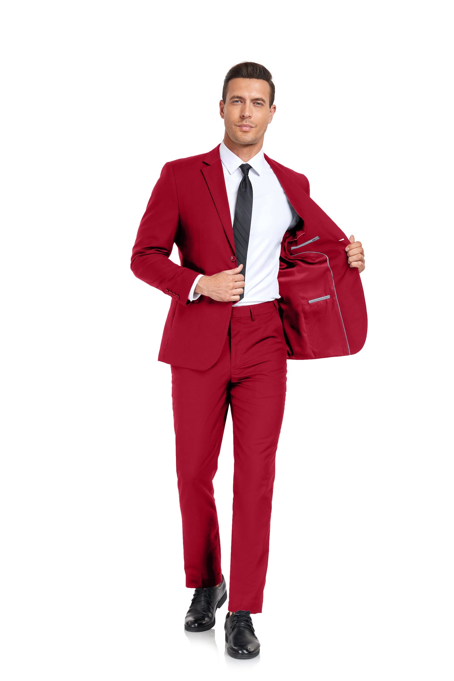 Red Two Button 2 Pieces Men's Suits Jacket+Pants Wehilion