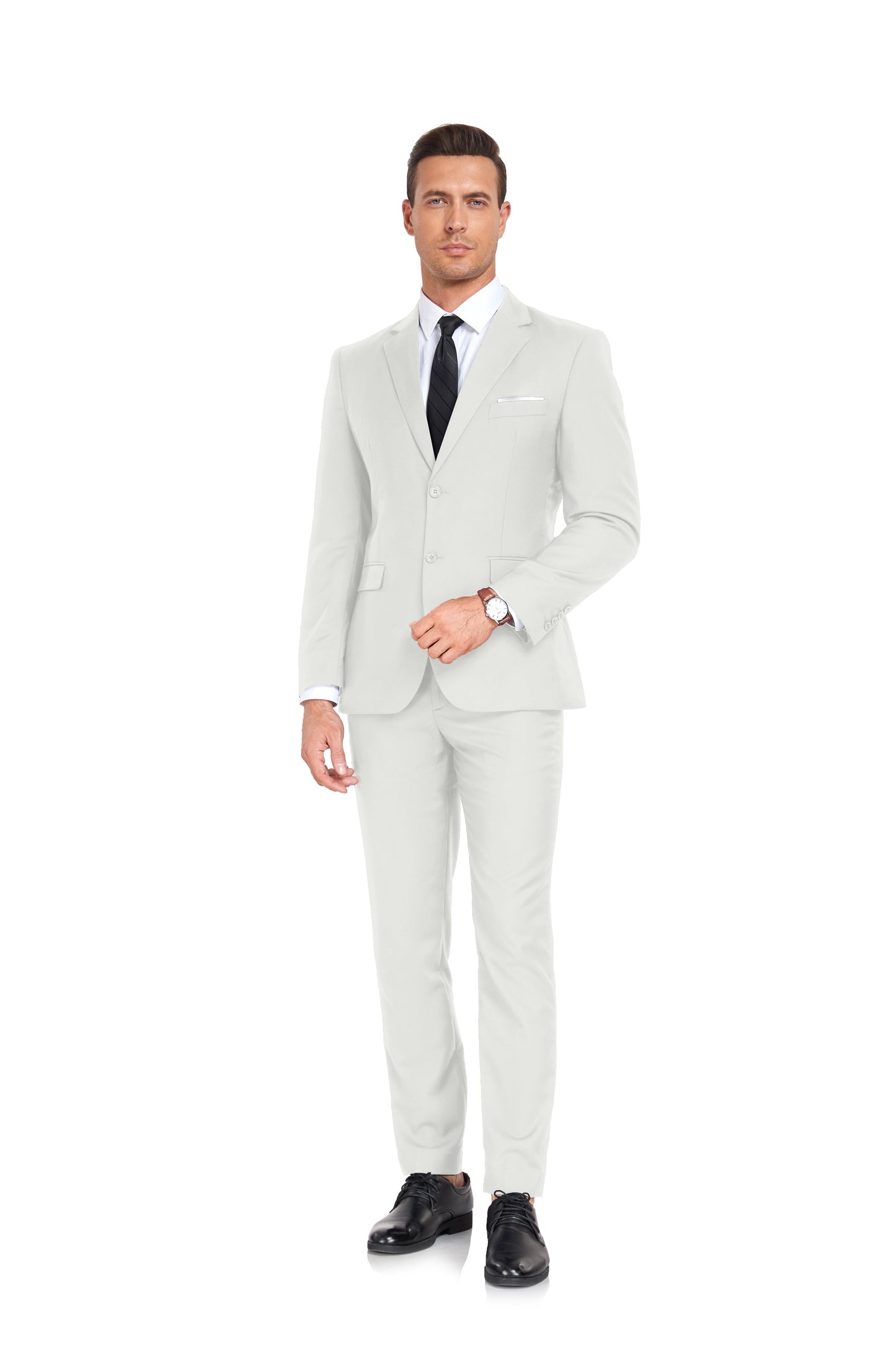 Lvory White Two Button 2 Pieces Men's Suits Jacket+Pants Wehilion