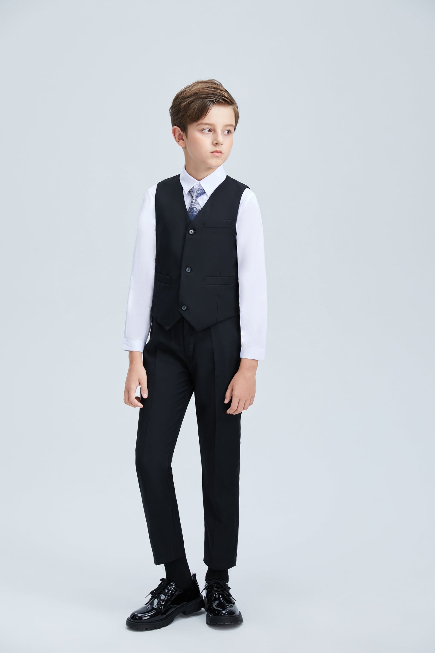 Black Formal Tuxedo 5 Piece Boys Suits Yuanlu