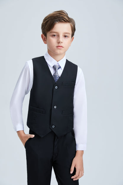 Black Formal Tuxedo 5 Piece Boys Suits Yuanlu