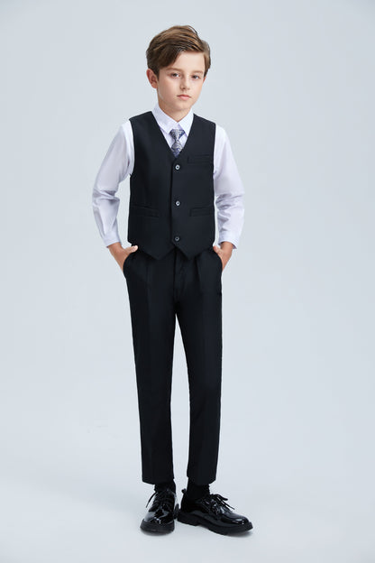 Black Formal Tuxedo 5 Piece Boys Suits Yuanlu