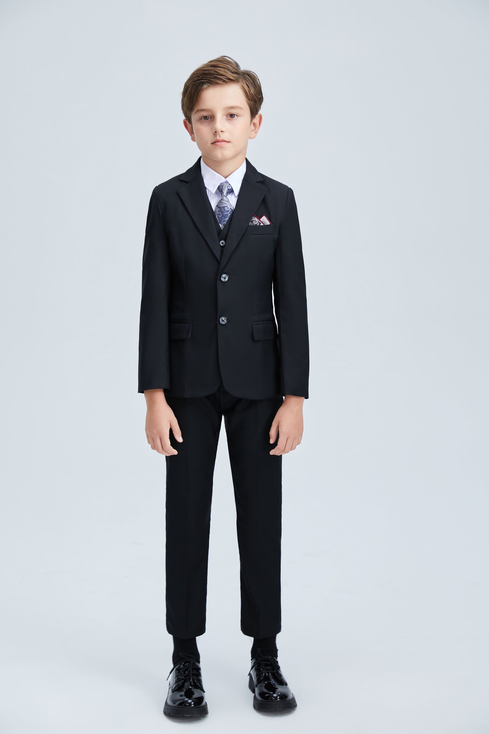 Black Formal Tuxedo 5 Piece Boys Suits Yuanlu