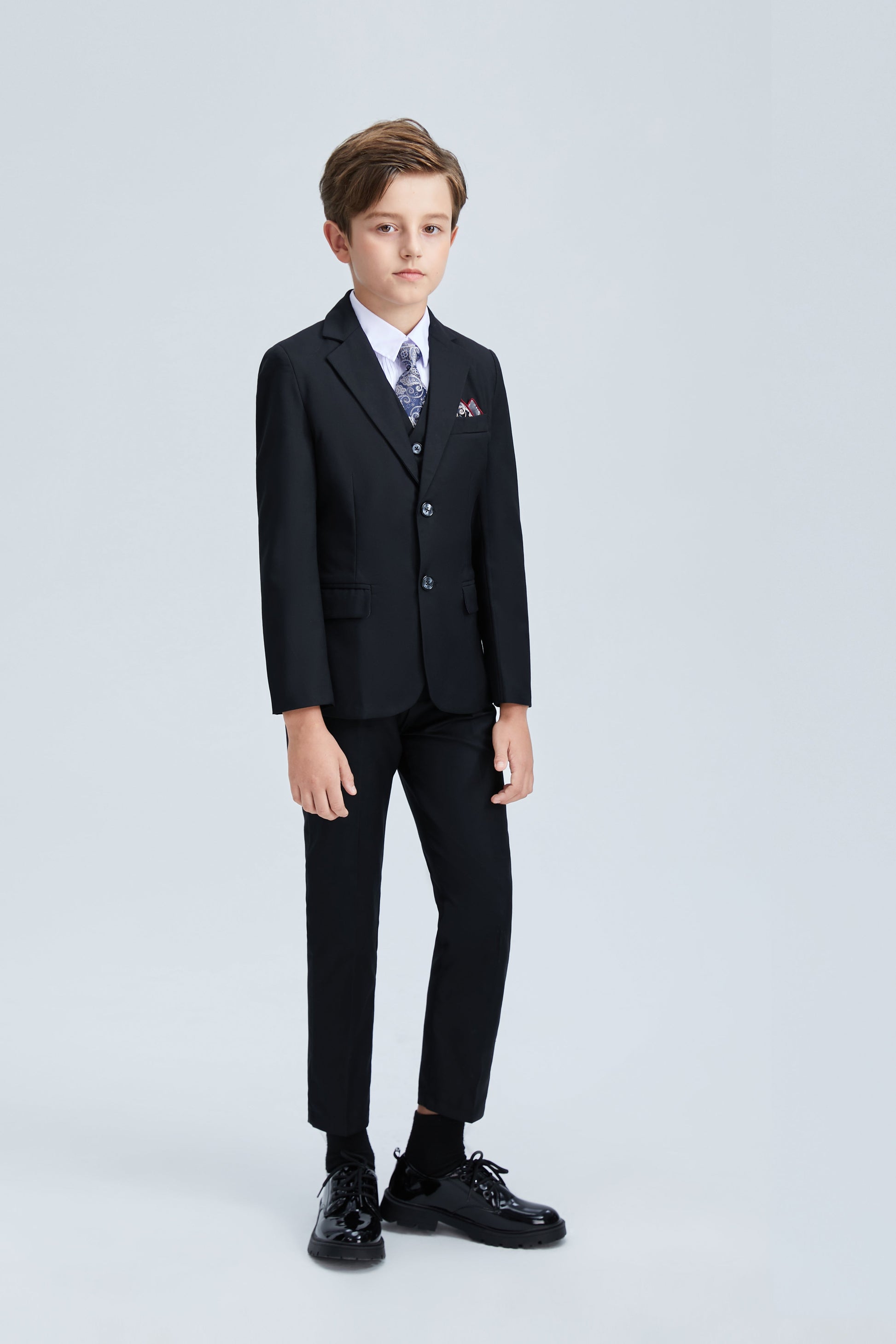 Black Formal Tuxedo 5 Piece Boys Suits Yuanlu