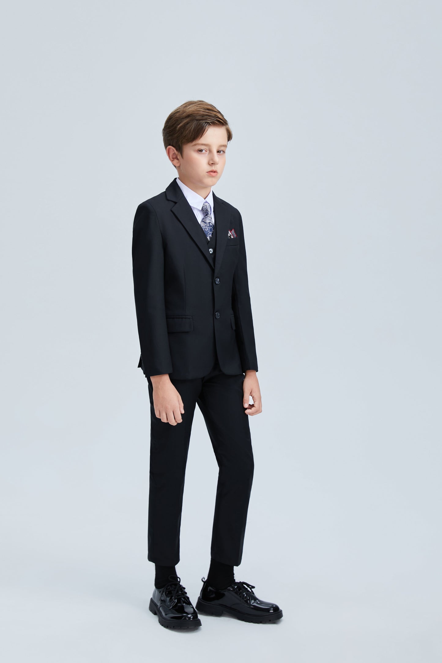 Black Formal Tuxedo 5 Piece Boys Suits Yuanlu