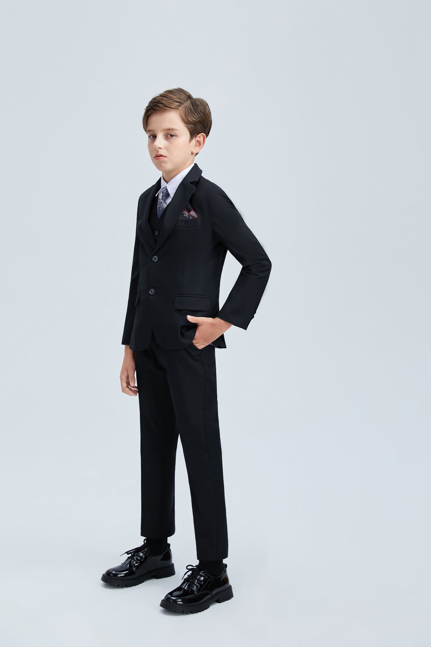 Black Formal Tuxedo 5 Piece Boys Suits Yuanlu