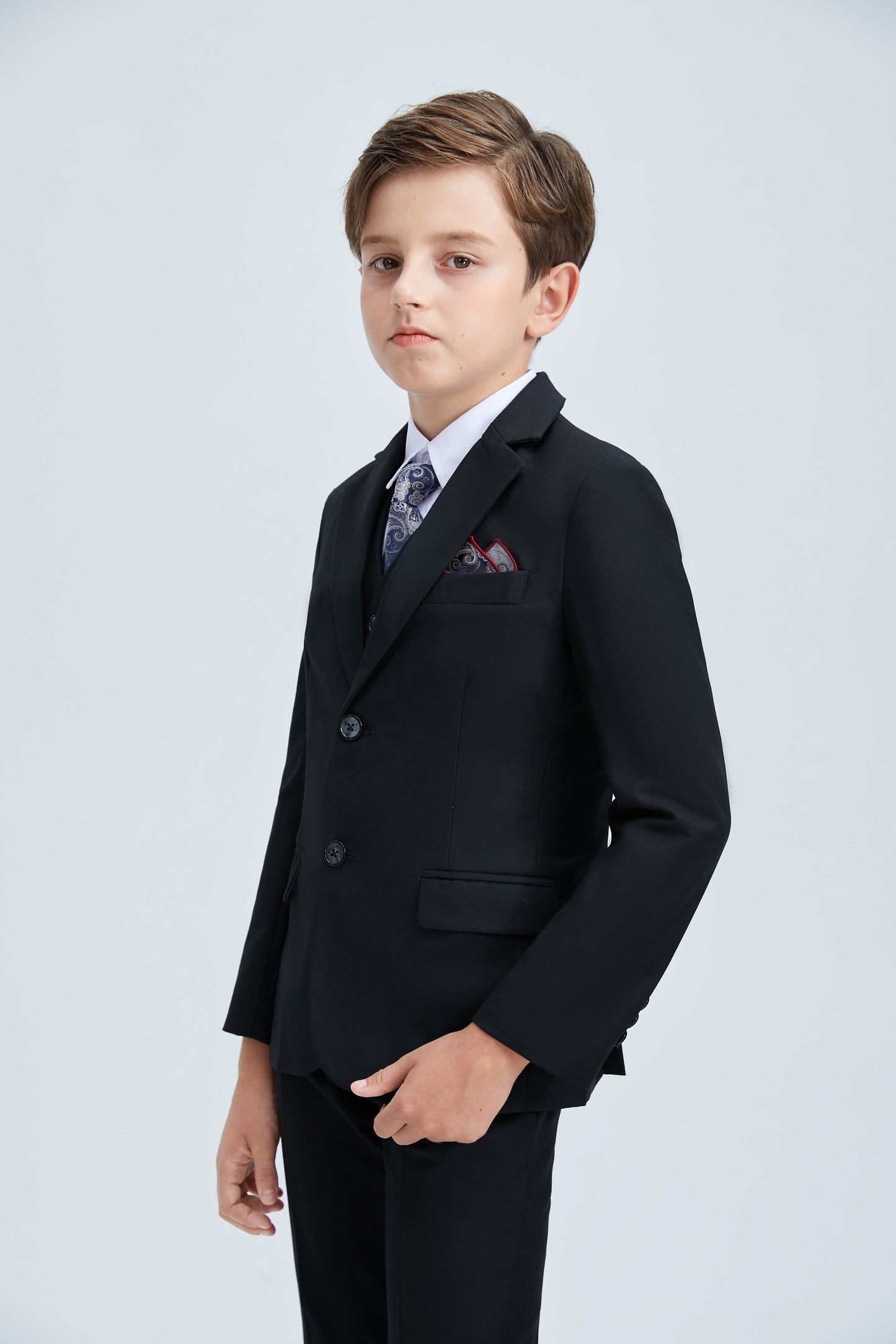 Black Formal Tuxedo 5 Piece Boys Suits Yuanlu