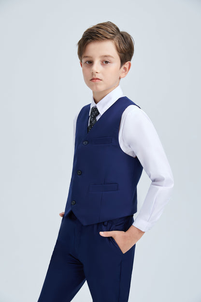 Navy Kid Formal Classic 5 Piece Boys Suits Yuanlu