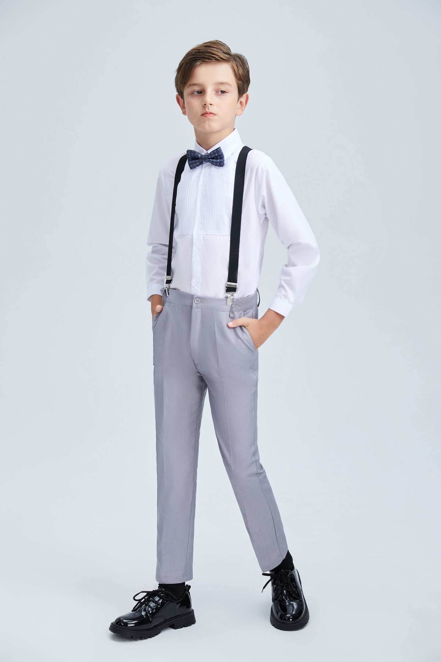 Light Grey Formal Classic Suits Set 5 Piece Boys Suits Yuanlu