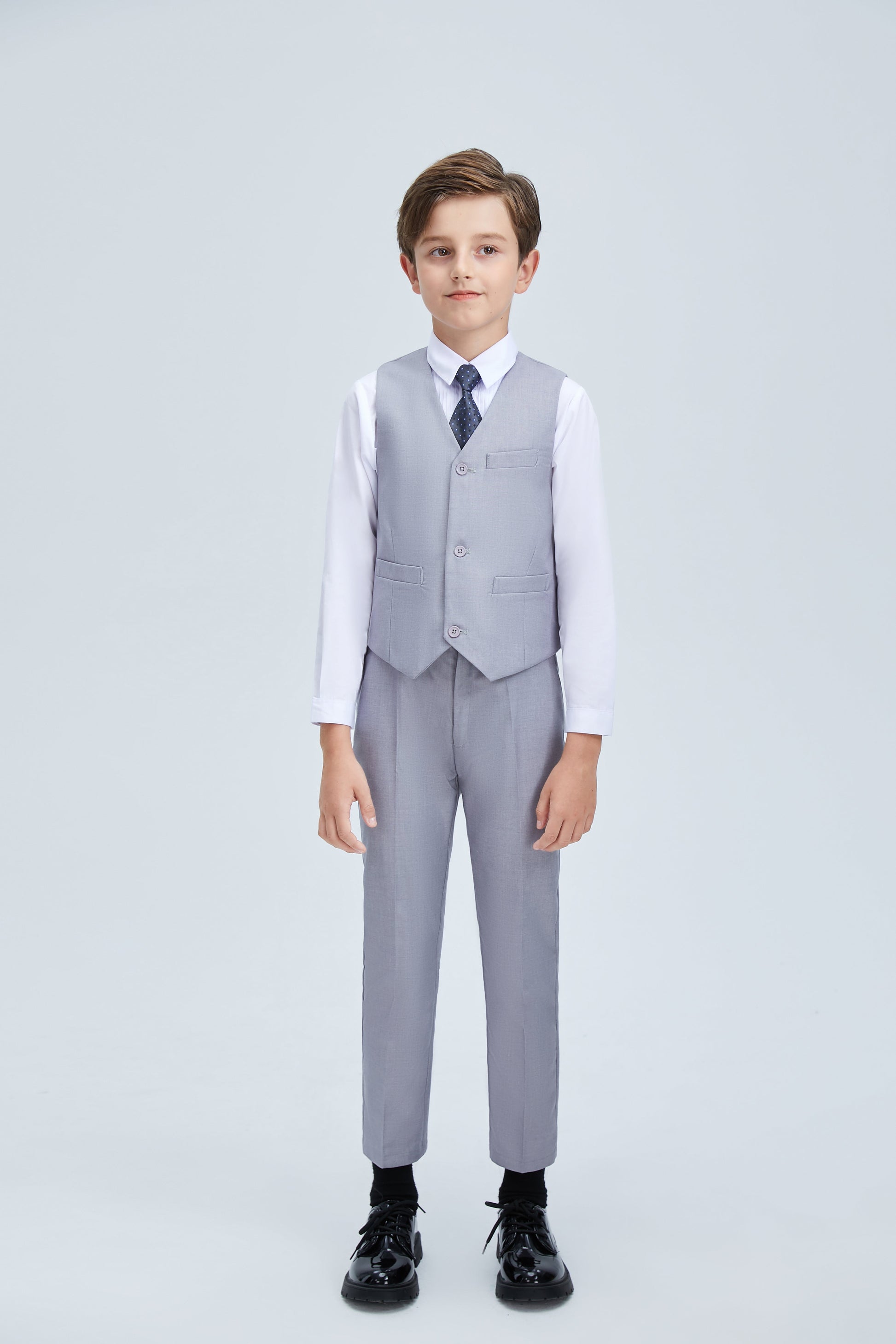 Light Grey Formal Classic Suits Set 5 Piece Boys Suits Yuanlu