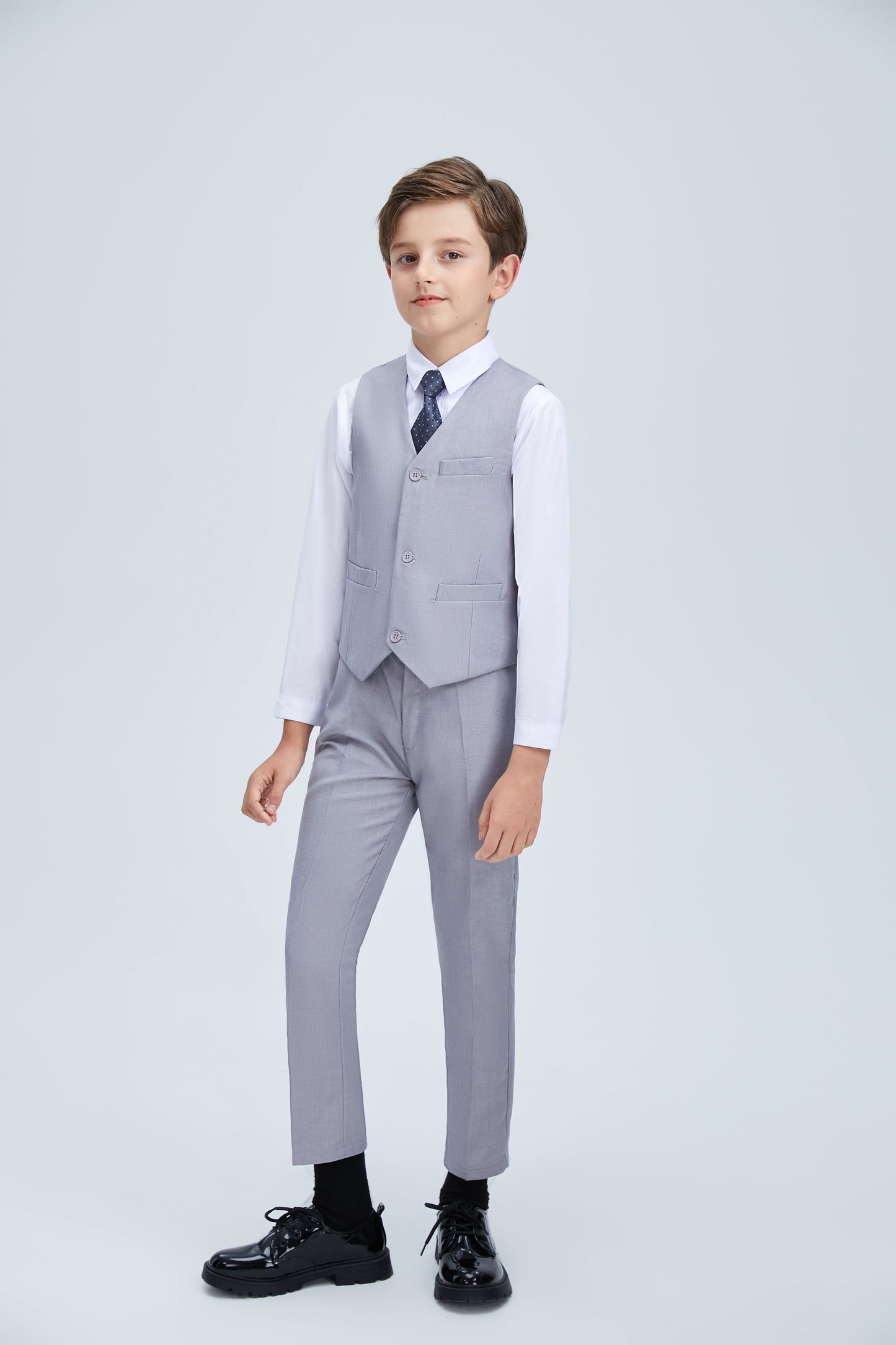 Light Grey Formal Classic Suits Set 5 Piece Boys Suits Yuanlu