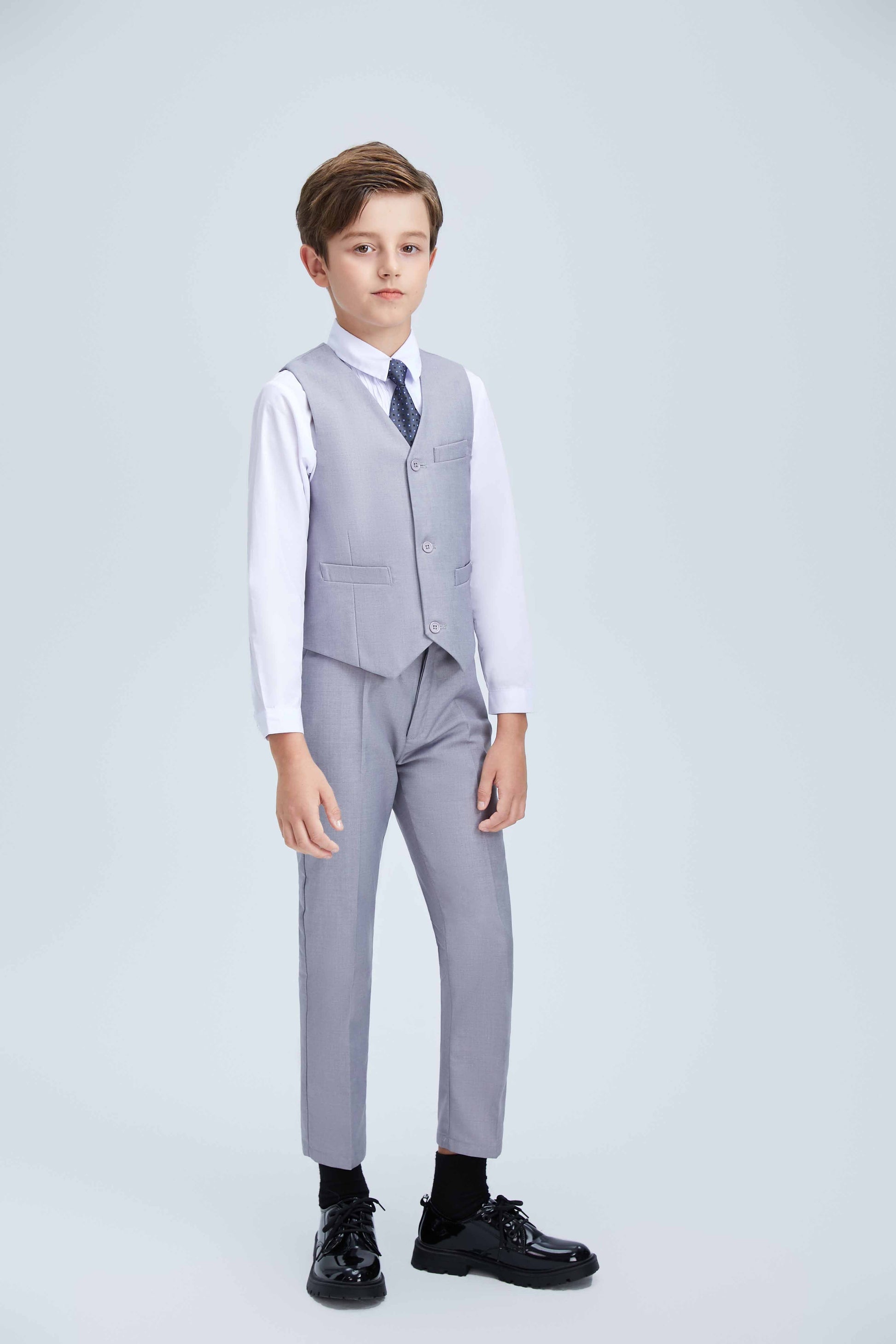 Light Grey Formal Classic Suits Set 5 Piece Boys Suits Yuanlu