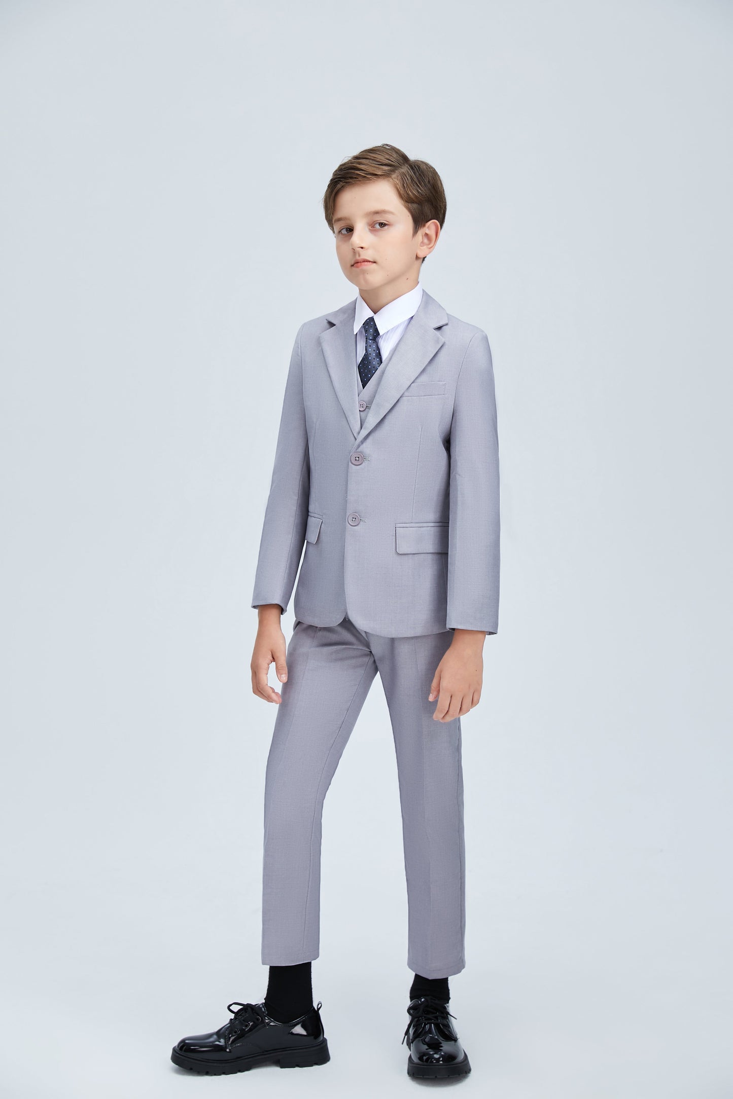 Light Grey Formal Classic Suits Set 5 Piece Boys Suits Yuanlu