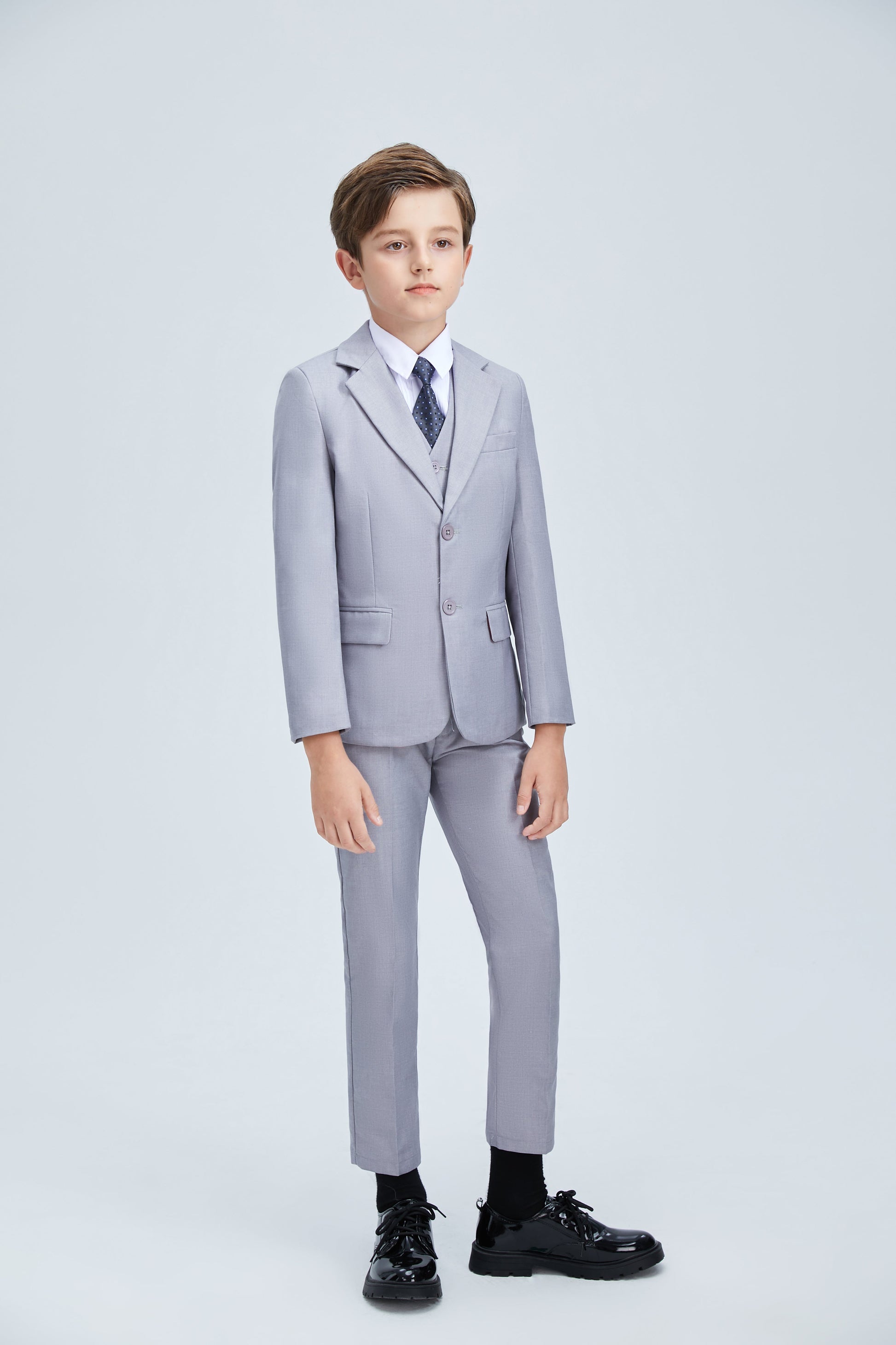 Light Grey Formal Classic Suits Set 5 Piece Boys Suits Yuanlu