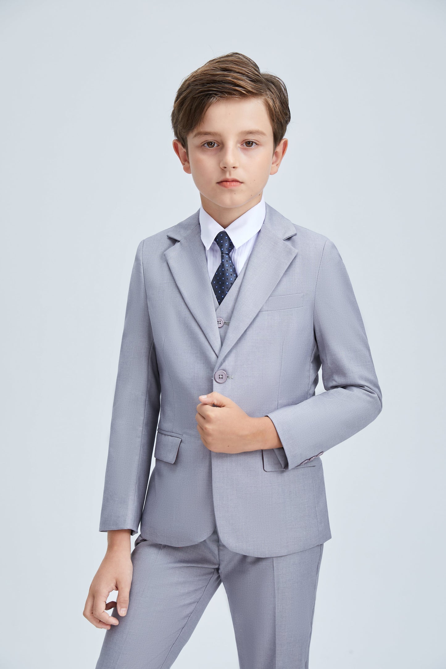 Light Grey Formal Classic Suits Set 5 Piece Boys Suits Yuanlu