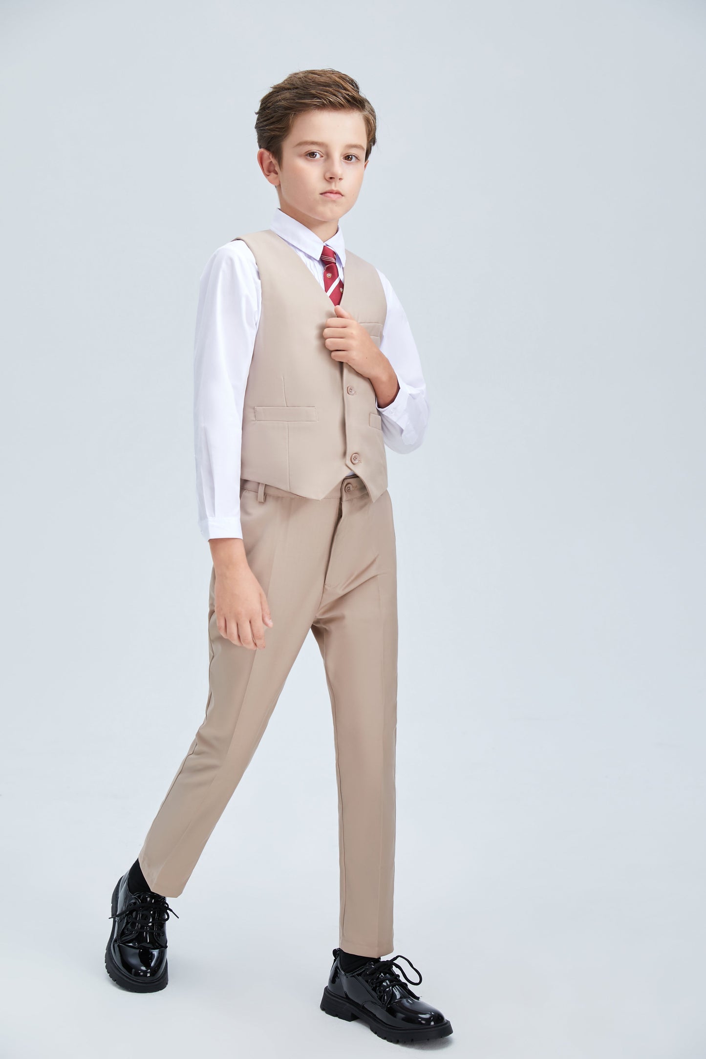 Champagne Classic 4 Piece Boys Suits With Vest+Pants+Shirt+Tie Yuanlu