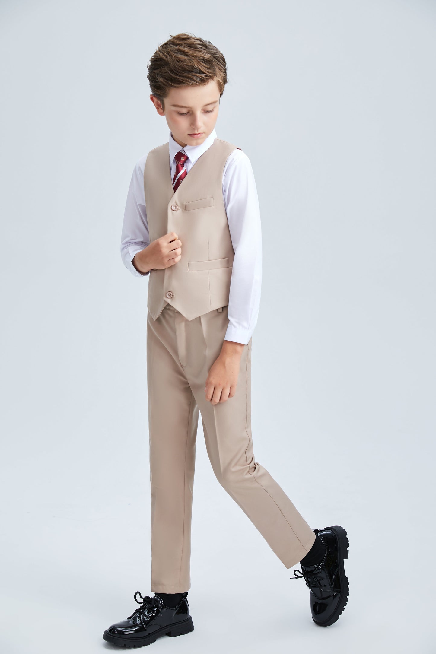 Champagne Classic 4 Piece Boys Suits With Vest+Pants+Shirt+Tie Yuanlu