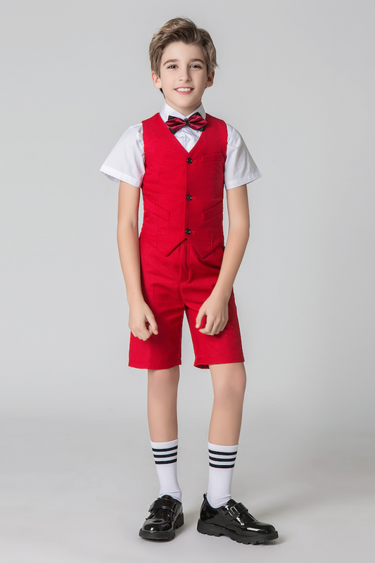 Red Outfit Summer 4 Piece Kids Boys Suit Yuanlu