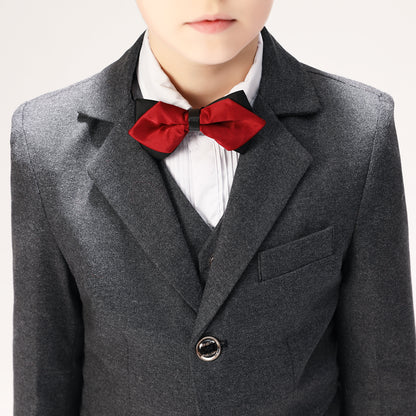 Grey Woolen Elegant 5 Piece Boys Suits Yuanlu