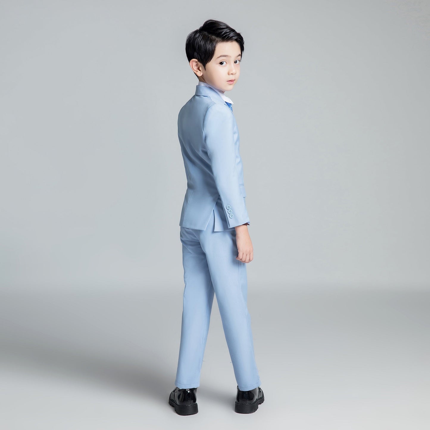 Light Blue Kid Boys Classic 5 Piece Boys Suits Yuanlu