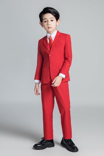 Red Classic Suits Set 5 Piece Boys Suits Yuanlu