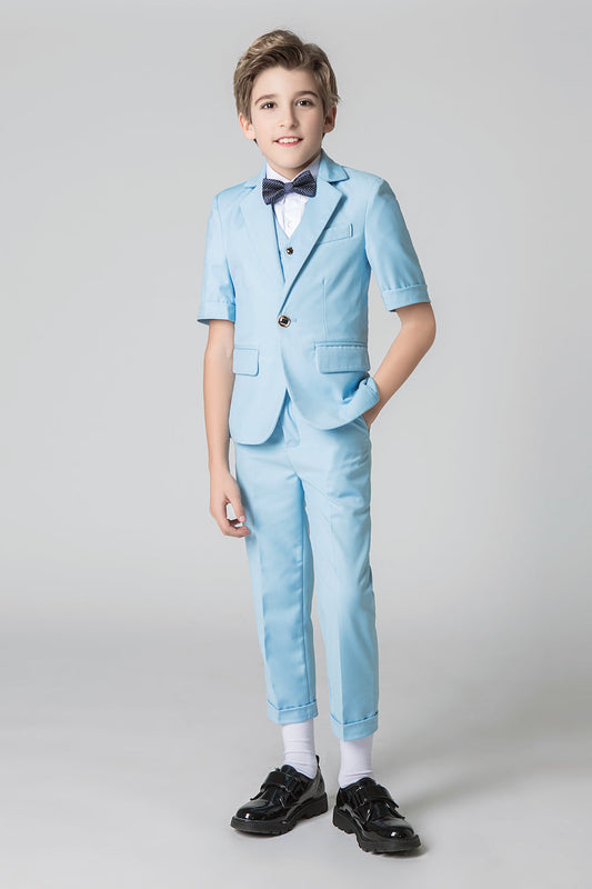 Light Blue Slim Fit Formal Party Wedding 4 Piece Suit Yuanlu