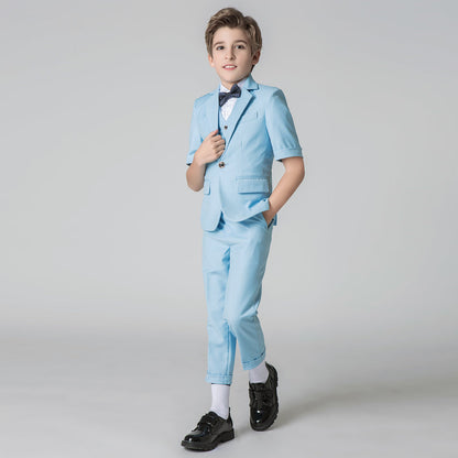 Light Blue Slim Fit Formal Party Wedding 4 Piece Suit Yuanlu