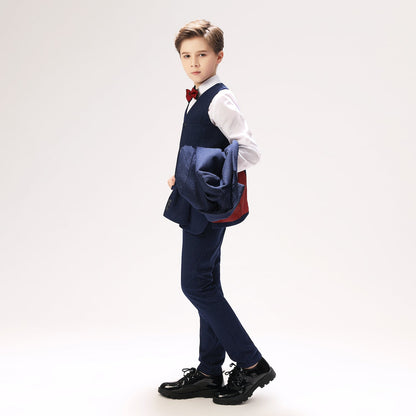 Navy Kid Formal Classic 5 Piece Boys Suits Yuanlu