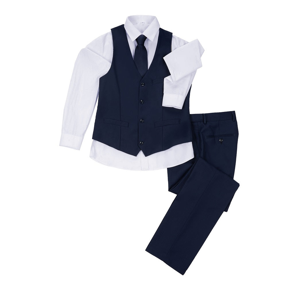 Navy Two Button Wedding 3 Pieces Slim Fit Men Suits Yuanlu