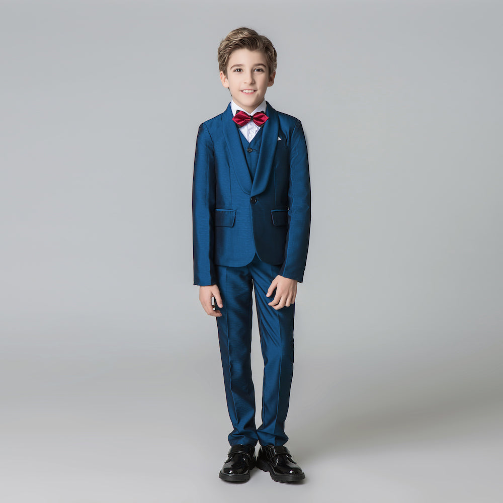 Blue Formal Classic 5 Piece Kids Boys Suits Yuanlu