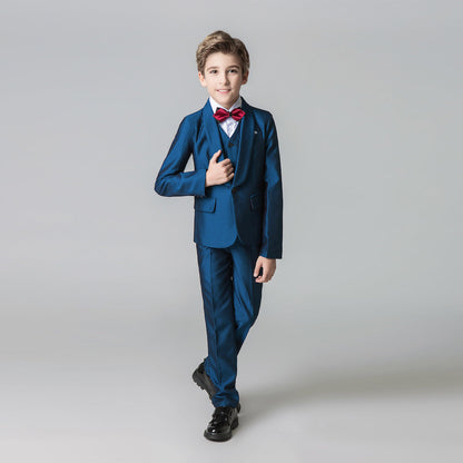 Blue Formal Classic 5 Piece Kids Boys Suits Yuanlu