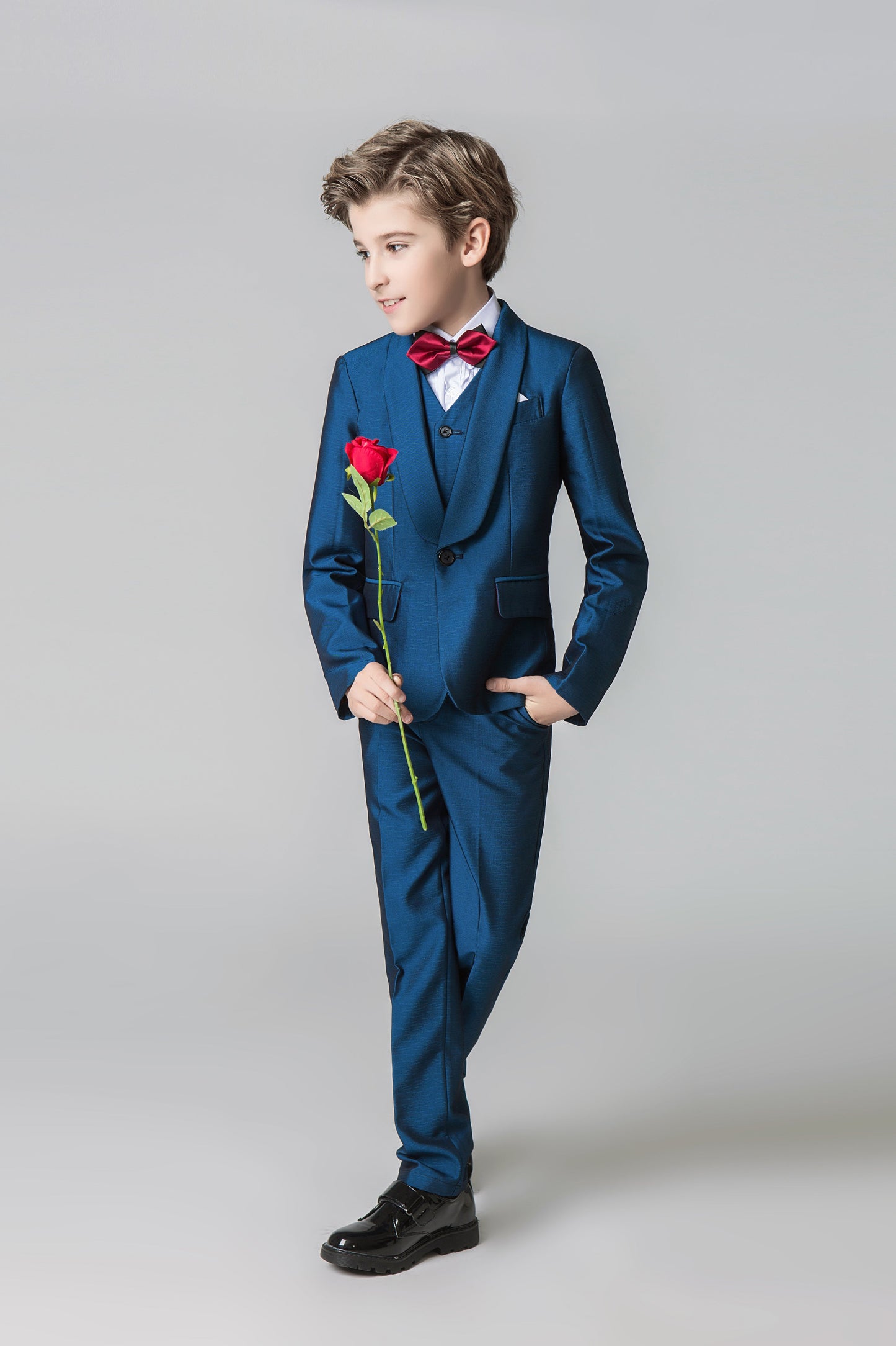 Blue Formal Classic 5 Piece Kids Boys Suits Yuanlu