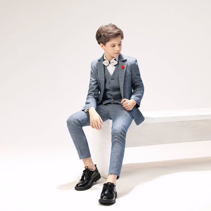 Grey Formal 5 Piece Boys Suits Yuanlu