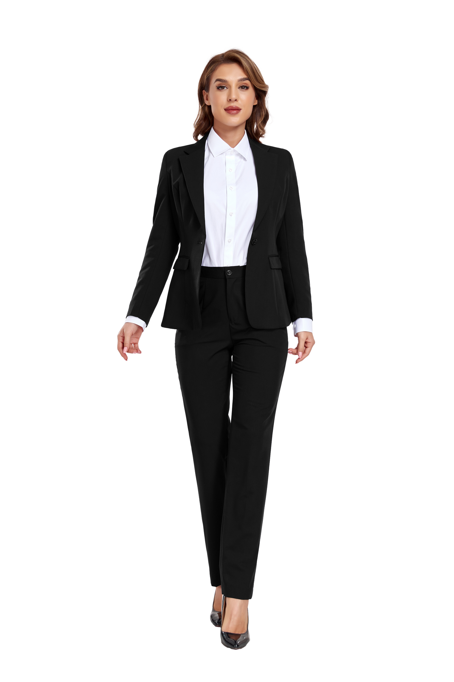 Black Women's 2 Piece Office Work Suit Set Yuanlu