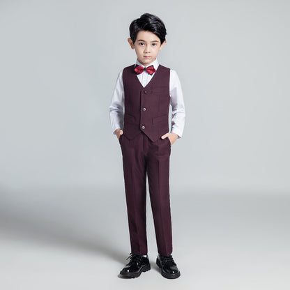 Purple Red Fashion 5 Piece Boys Suits Yuanlu