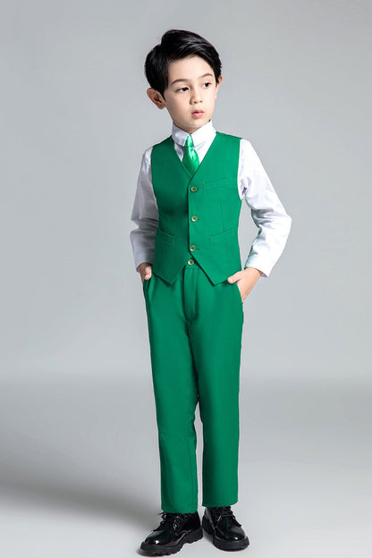 Green Kid Boys Classic 5 Piece Boys Suits Yuanlu