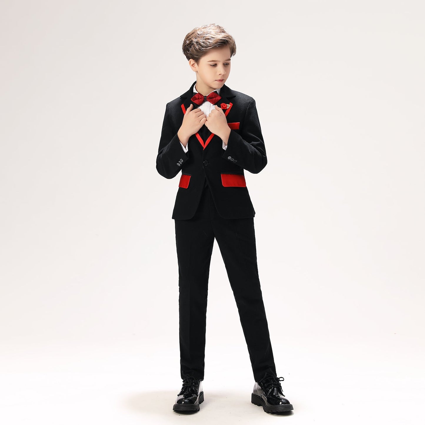 Black Classic Suits Set 5 Piece Boys Suits Yuanlu