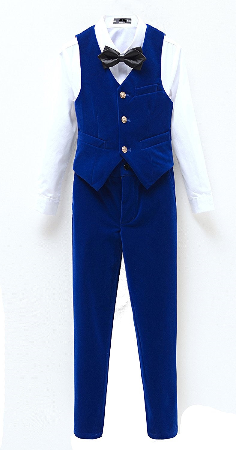 Royal Blue Velvet 5 Piece Boy's Formal Boys Suits Yuanlu