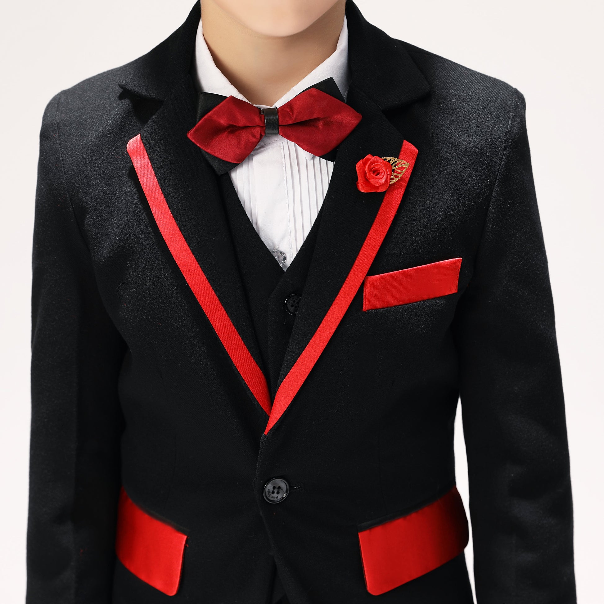 Black Classic Suits Set 5 Piece Boys Suits Yuanlu