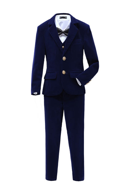 Navy Velvet 5 Piece Boy's Formal Boys Suits Yuanlu