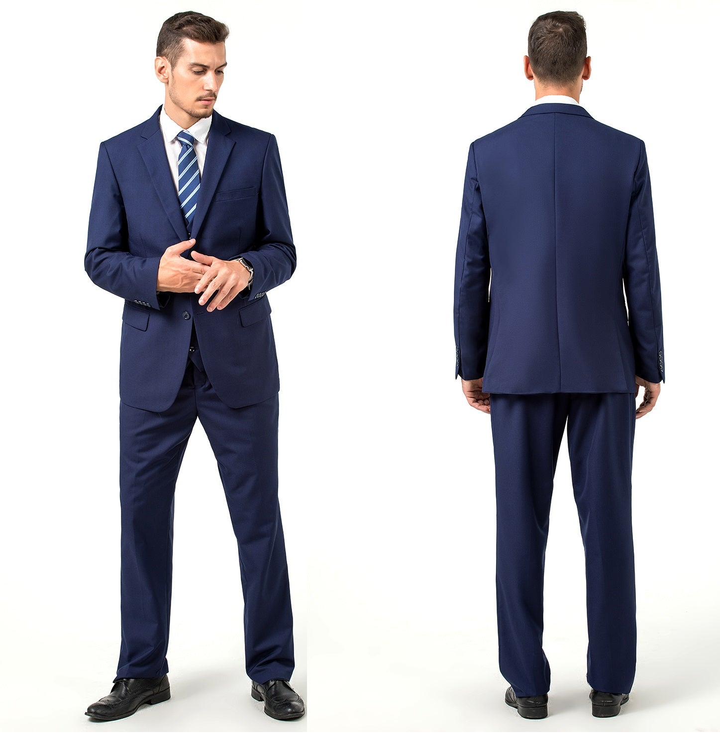 Navy Two Button Wedding 3 Pieces Slim Fit Men Suits Yuanlu